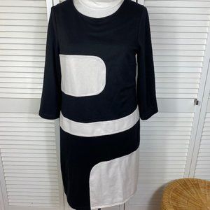 AB Studio Black & White Graphic Pattern Poly Cotton Dress Size 14